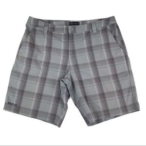 Marmot Mens Size 38 Gray Plaid Flat Front Shorts